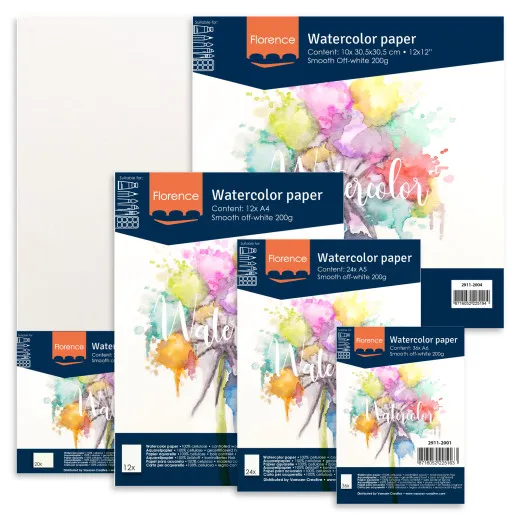 Florence - A4 Aquarellpapier Glatt - Off-White