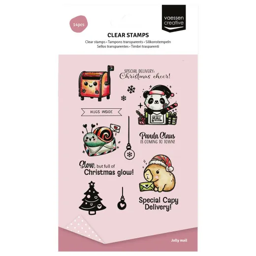 Vaessen Creative - Clear Stamps - Jolly Mail Collection - Panda Claus