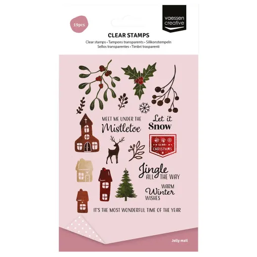 Vaessen Creative - Clear Stamps - Jolly Mail Collection - Mistletoe