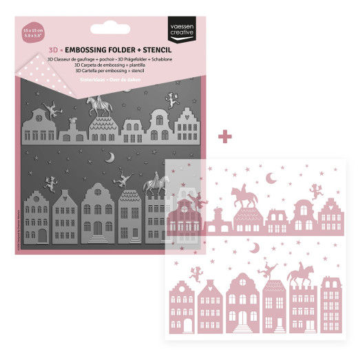 Vaessen Creative - Embossing Folder & Schablone - Nikolaus Über die Dächer