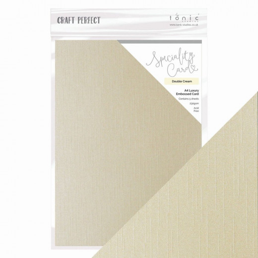 Craft Perfect Speciality Luxury Embossed Card - Double Cream