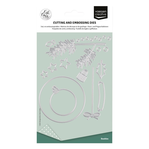 Vaessen Creative - Stanzschablone - Weihnachtskugeln & Tannenzweig
