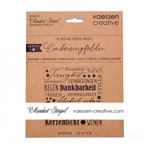 Vaessen Creative Embossing Folder - Deutscher Text Trost