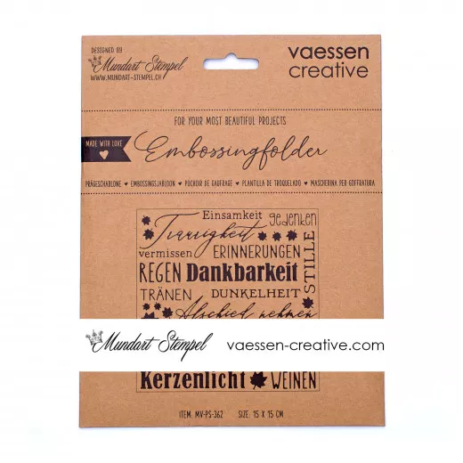 Vaessen Creative Embossing Folder - Deutscher Text Trost