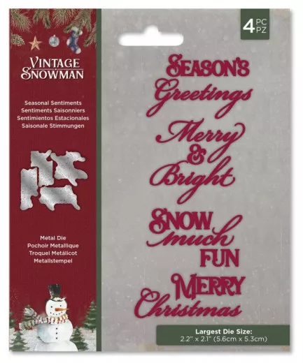 Metal Die - Vintage Snowman Seasonal Sentiments