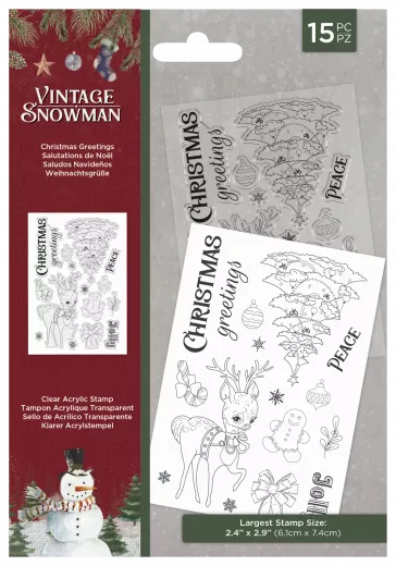 Clear Stamps - Vintage Snowman Christmas Greetings