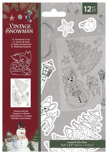 Clear Stamps and Cutting Die - Vintage Snowman O\ Christmas Tree