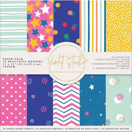 Violet Studio Spots and Stripes 12x12 Paper Pad