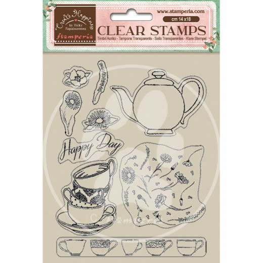 Stamperia Clear Stamps - Create Happiness Welcome Home Cups