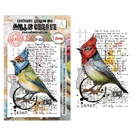 Aall & Create Clear Stamp Hearted Nature Cardinal Stare auf Verpackung