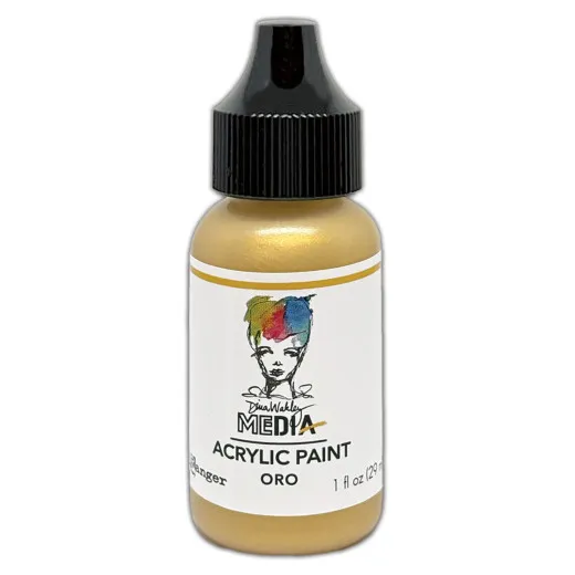 Flasche Dina Wakley MEdia Acrylic Paint im Farbton Oro, Gold, 29 ml