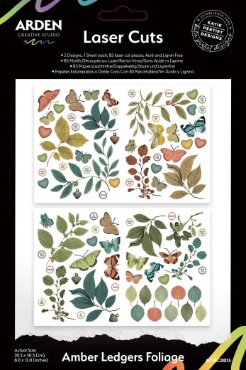 Arden Creative Studio Amber Ledgers Foliage Laser Cuts Set mit 2 Bogen und 85 Teilen