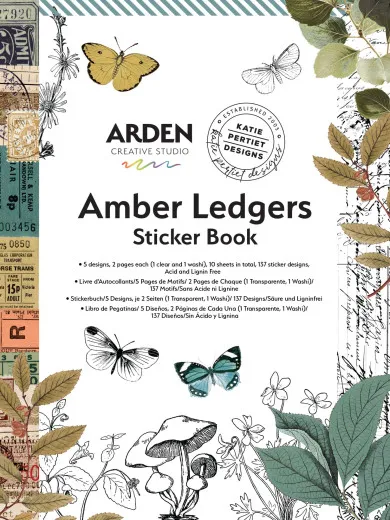 Amber Ledgers Sticker Book Cover von Arden Creative Studio mit Vintage-Illustrationen