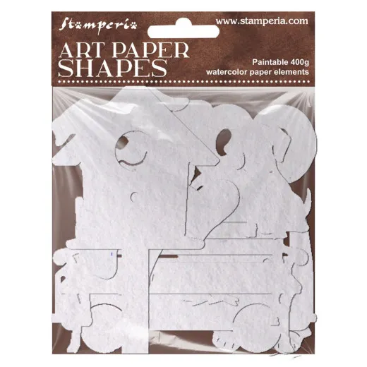 Tüte mit weißen Art Paper Shapes Furry Friends 2 aus 400-g-Aquarellpapier