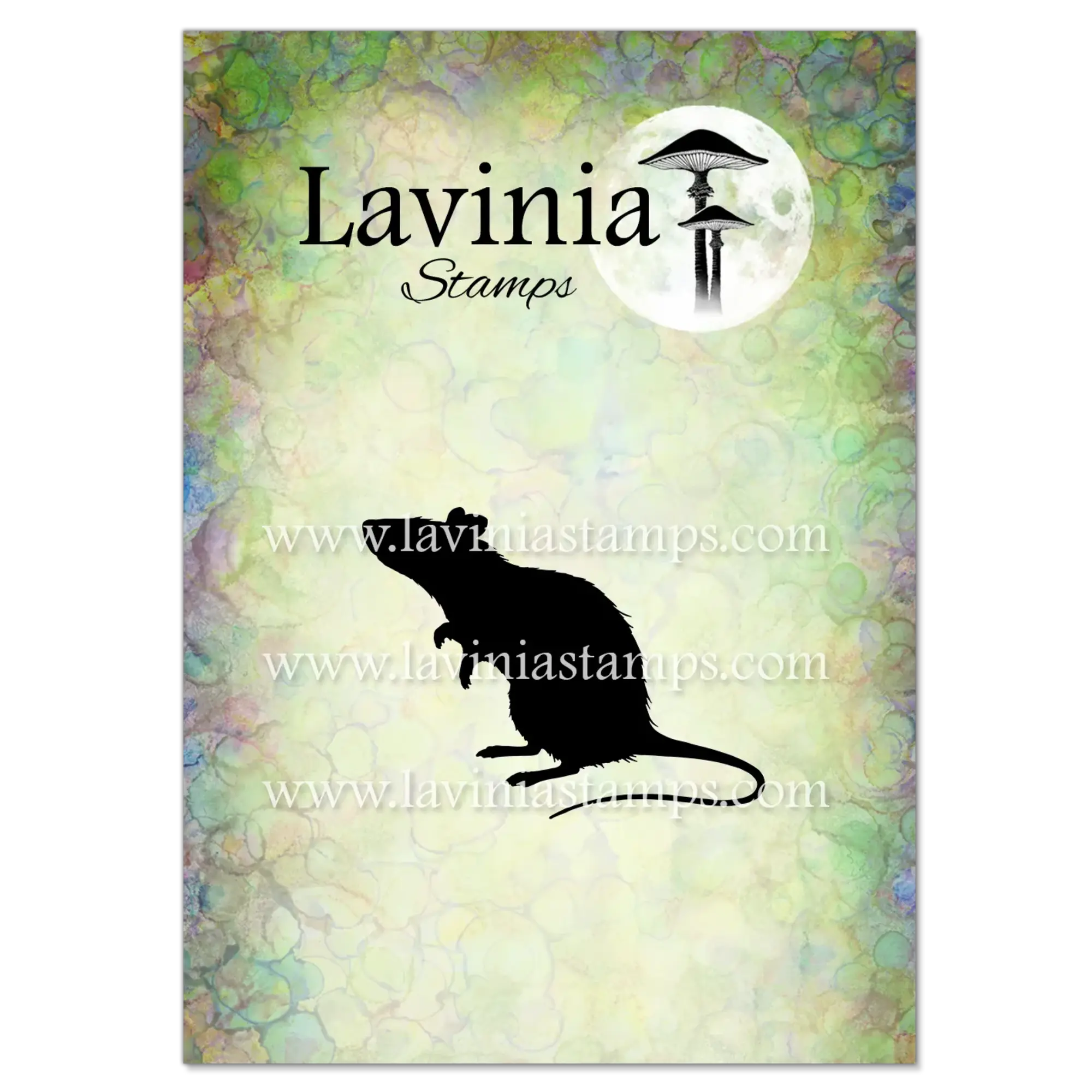 Silhouette einer nach vorne gebeugten, kauernden Ratte als Lavinia-Stempelmotiv