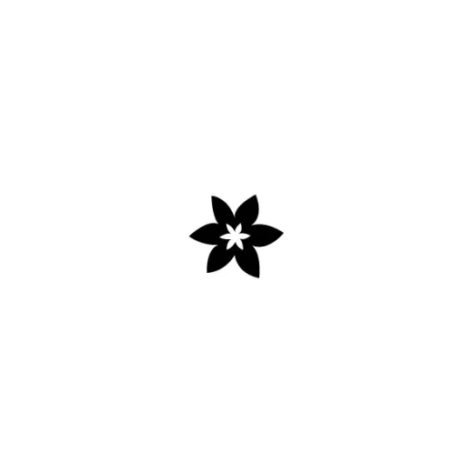 Schwarzer Abdruck einer spitzblättrigen Blume vom Stempel