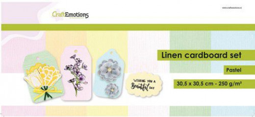 CraftEmotions 12x12 Leinenkarton Set - Pastel