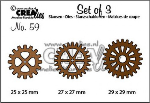 Set of 3 Stanze - Nr. 59 - 3x Zahnräder