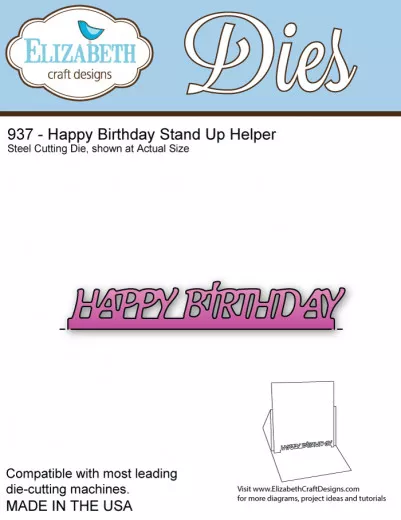 Metal Cutting Die - Happy Birthday Stand Up Helper