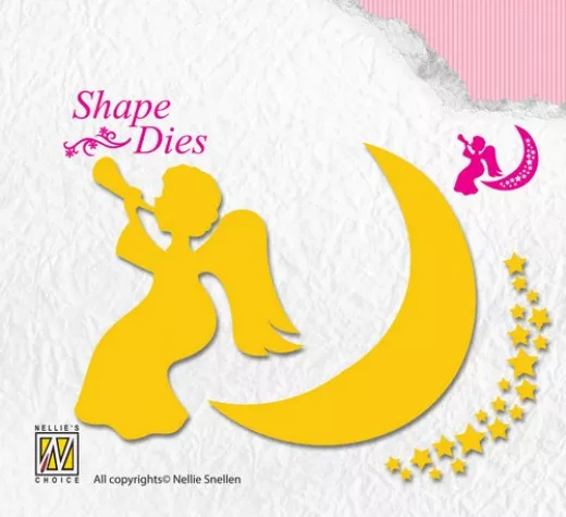 Shape Die - angel with moon and stars