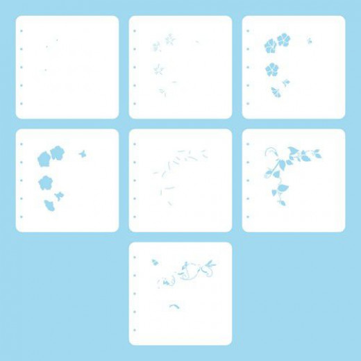 Layered combi stencil set of 7 - Blumen 1