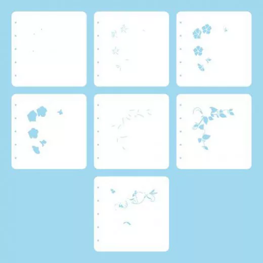 Layered combi stencil set of 7 - Blumen 1