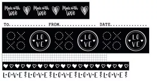 Washi Tape - Black/White Filled With love Nr. 18