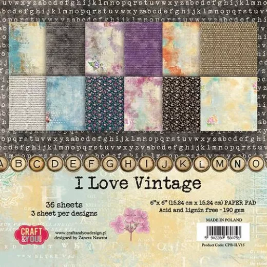 I Love Vintage 6x6 Paper Pad