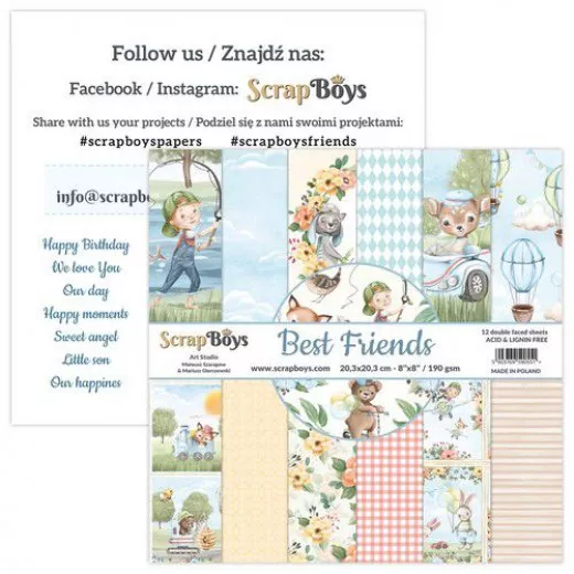 ScrapBoys Best Friends 8x8 Paper Pad