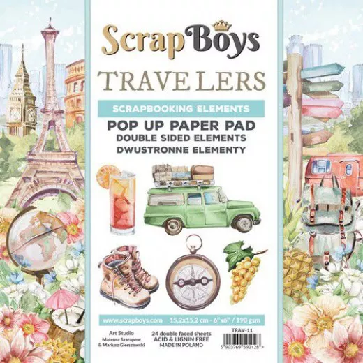 Scrapboys 6x6 POP UP Paper Pad - Travelers