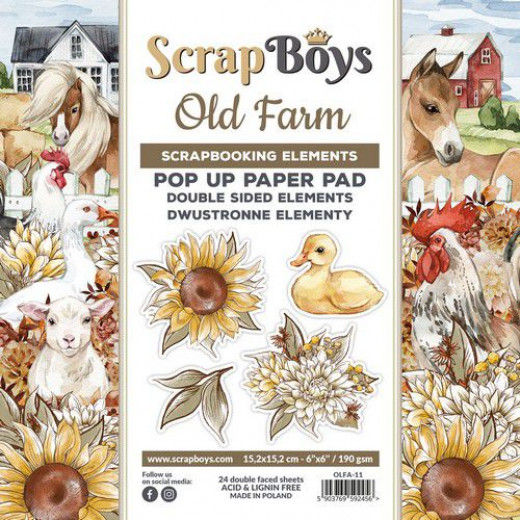 Scrapboys POP UP 6x6 Paper Pad - Old Farm