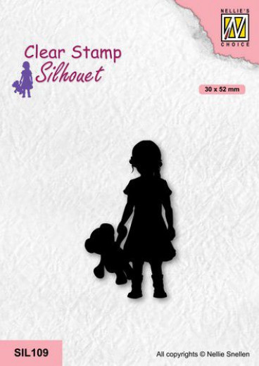 Clear Stamps - Silhouette Mädchen mit Bär