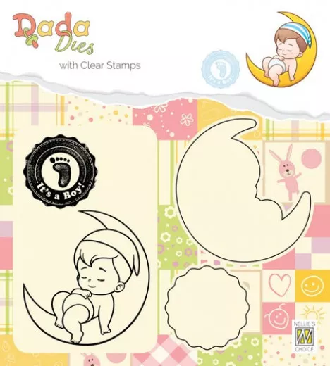 DADA Die und Clear Stamps - Its a boy: auf Mond