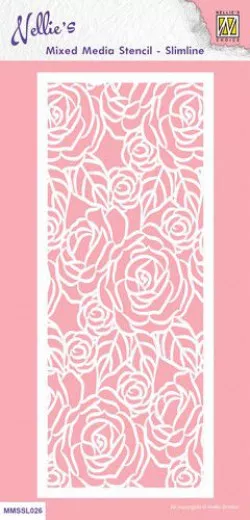 Mixed Media Stencil - Slimline Roses