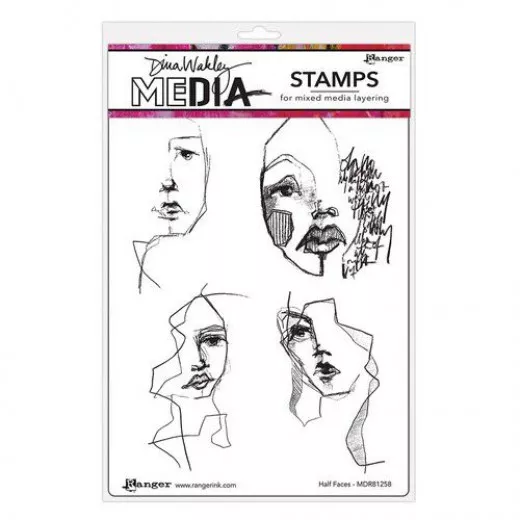 Dina Wakley Media Cling Stamps - Half Faces