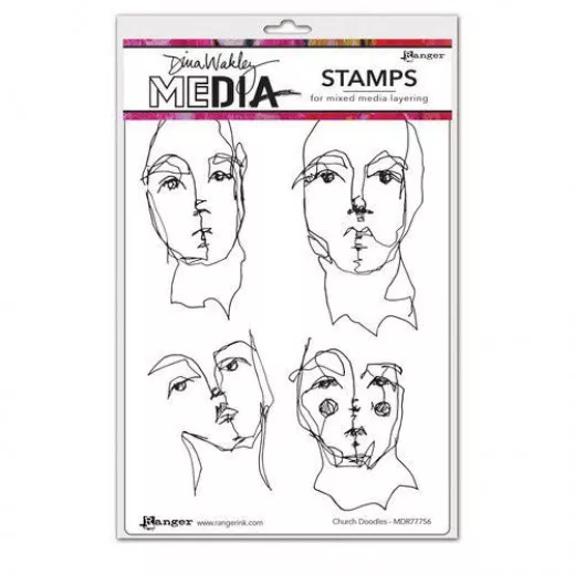 Dina Wakley Media Cling Stamps - Church Doodles