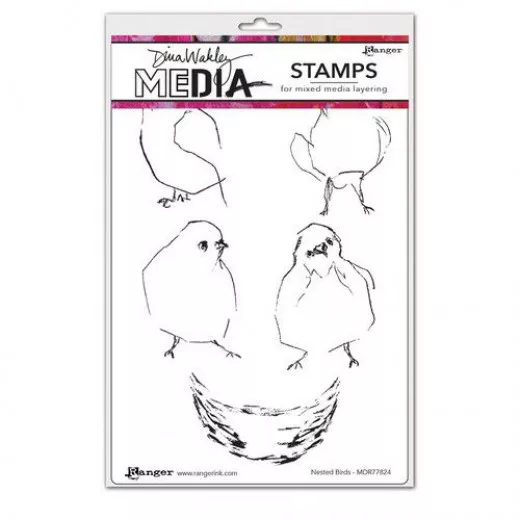 Dina Wakley Media Cling Stamps - Nested Birds