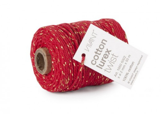 Kordel Baumwolle - Lurex Twist rot / gold