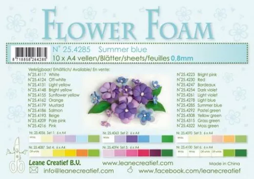 LeCrea Flower Foam Blätter - Sommerblau