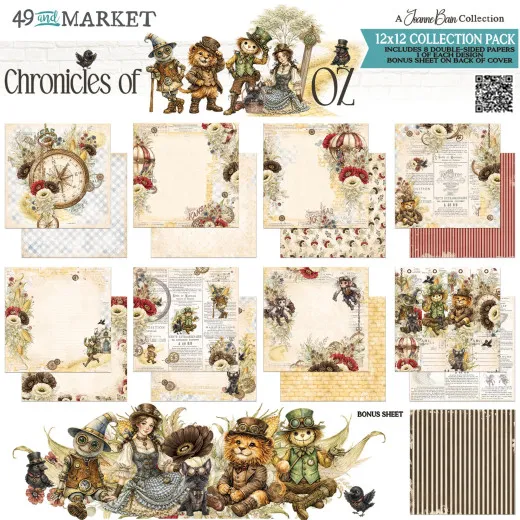 Cover des 12x12 Collection Pack Chronicles of Oz mit Designübersicht und Steampunk-Oz-Figuren
