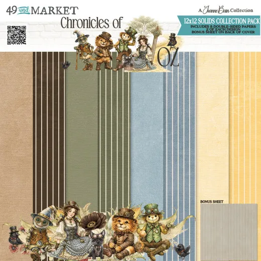 Cover des 12x12 Solids Collection Pack Chronicles of Oz mit Streifen in Beige, Braun, Salbei, Blau und Gelb