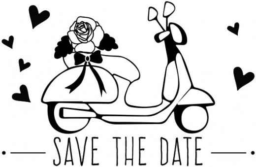 Holzstempel - Save the Date Scooter