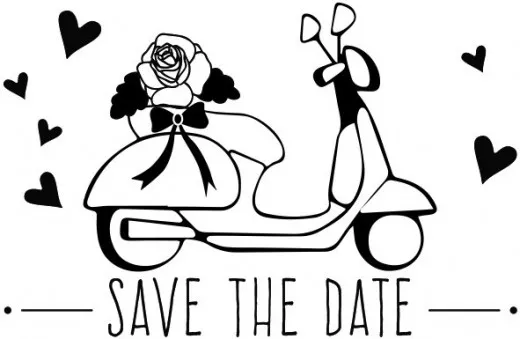 Holzstempel - Save the Date Scooter