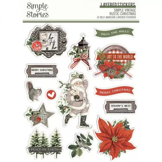 Simple Vintage Layered Sticker - Rustic Christmas