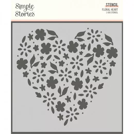 Simple Stories 6x6 Stencil - Happy Hearts Stencil Floral Heart