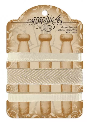 Graphic 45 Trim - Classic Ivory and Natural Linen