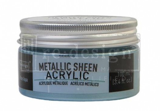 Re-Design Metallic Sheen Acrylic Paint - Rare Aqua