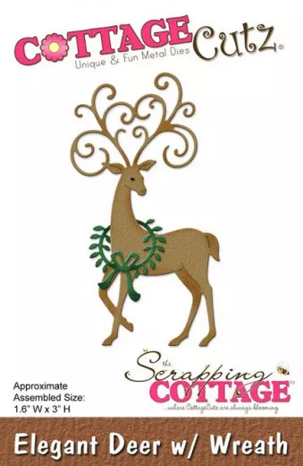 CottageCutz Dies - Elegant Deer With Wreath