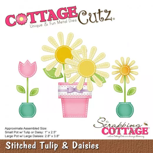 CottageCutz Dies - Stitched Tulip and Daisies