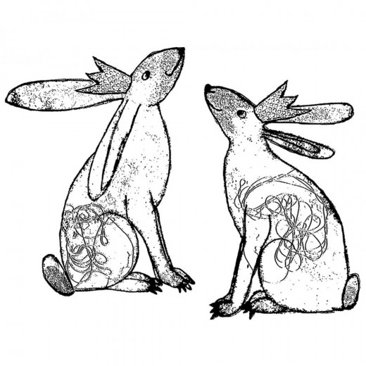 Unmounted Rubber Stamps - Crowned Bunnies